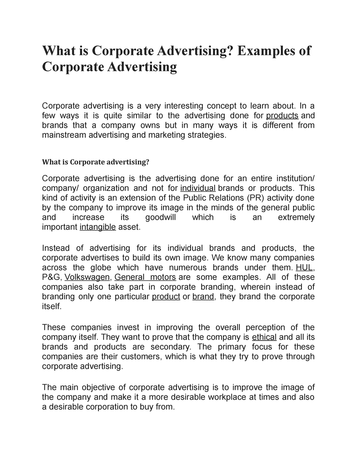 What Is Corporate Advertising Examples