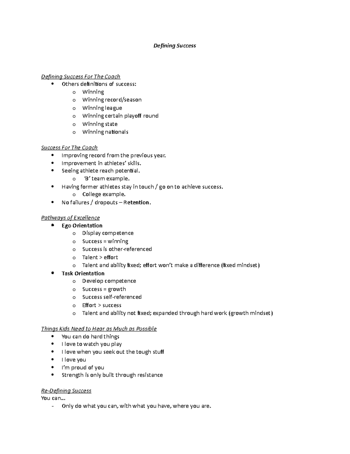 ACE 256 Defining Success Notes - Defining Success Defining Success For ...