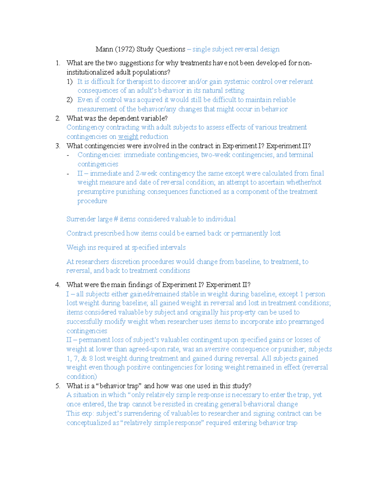 Mann Study Questions - Mann (1972) Study Questions – single subject ...