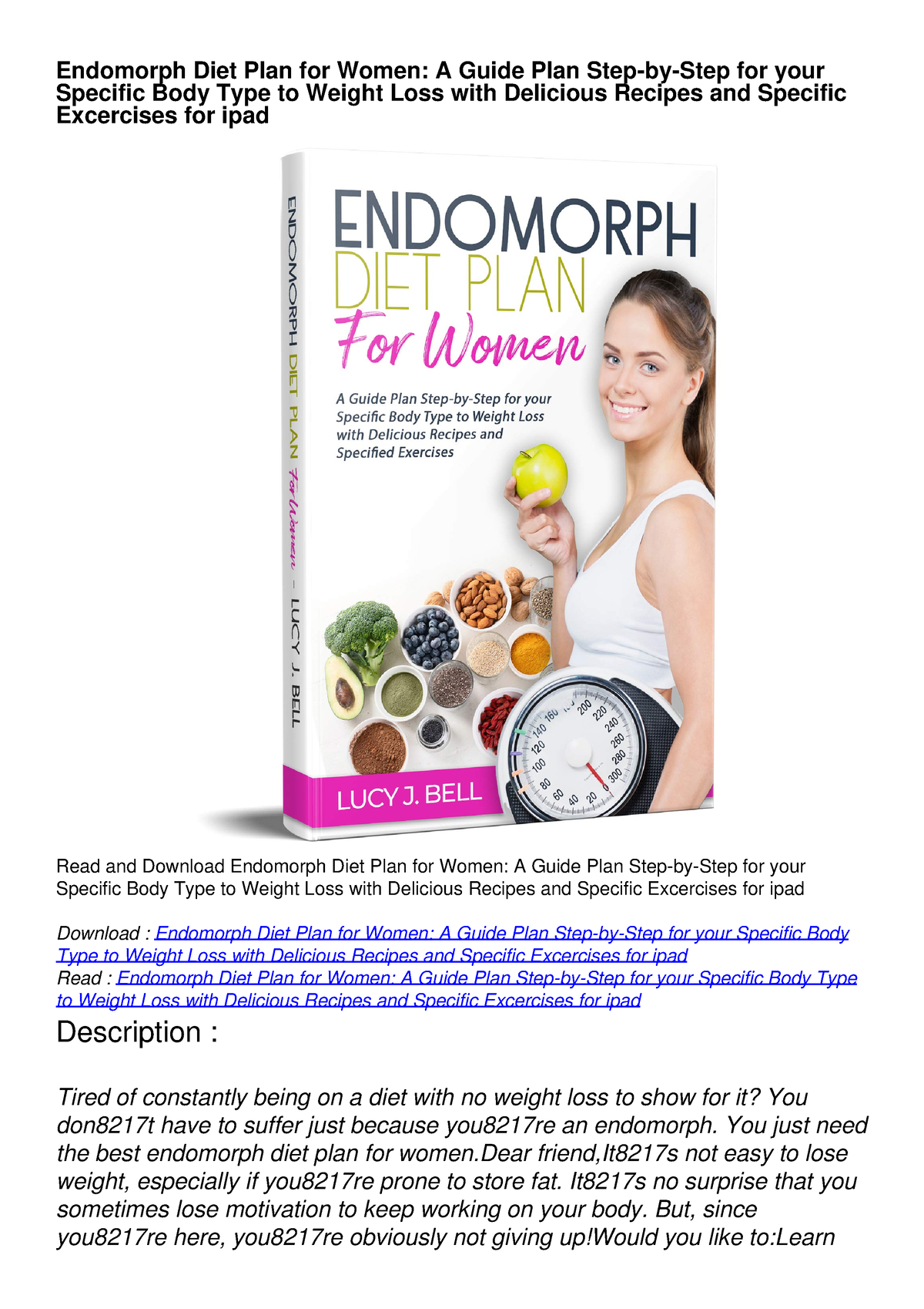 PDF READ Endomorph Diet Plan for Women: A Guide Plan Step-by-Step for ...