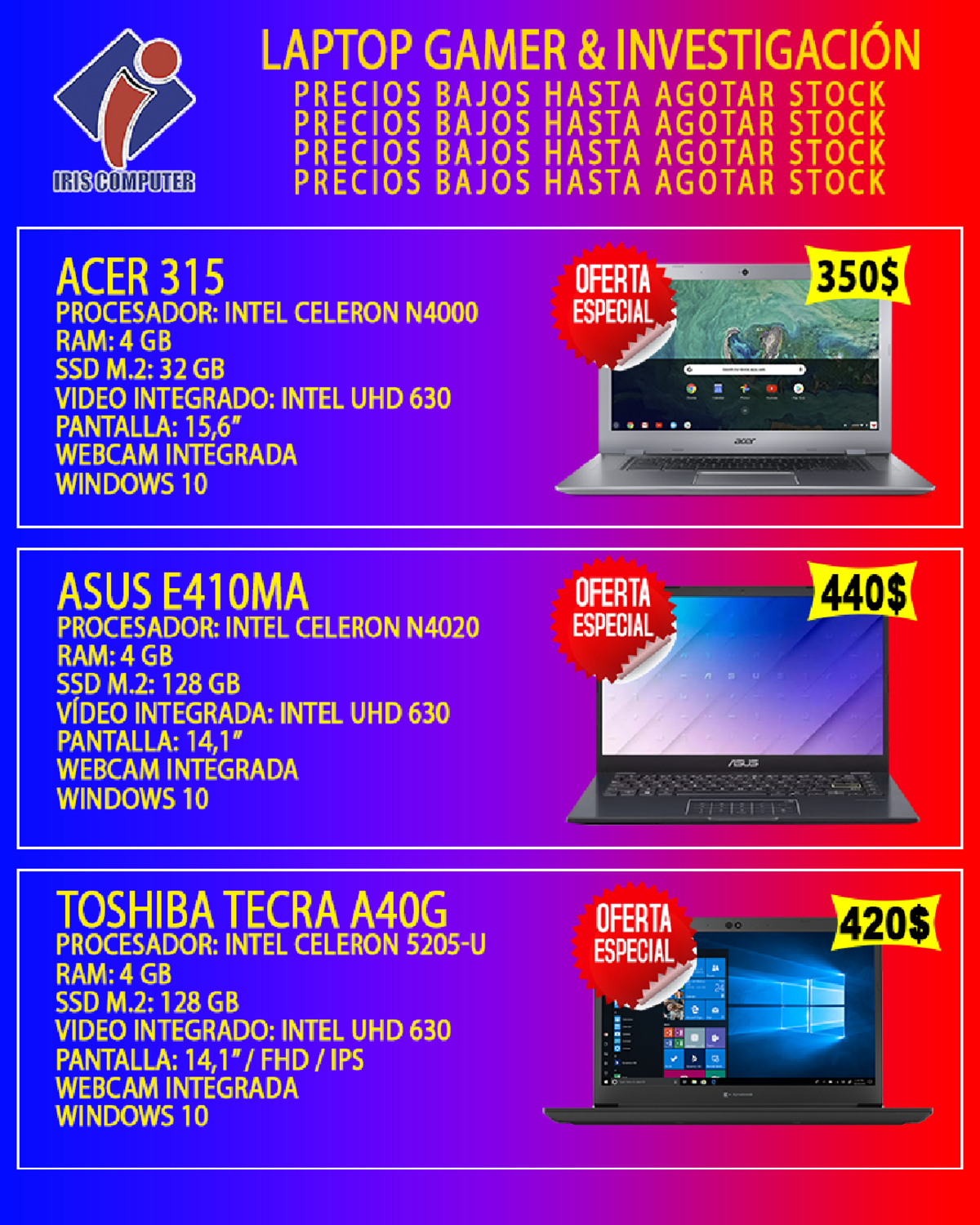 18 Agosto - Laptops - IRIS Computer - Algoritmos y estructura de datos ...