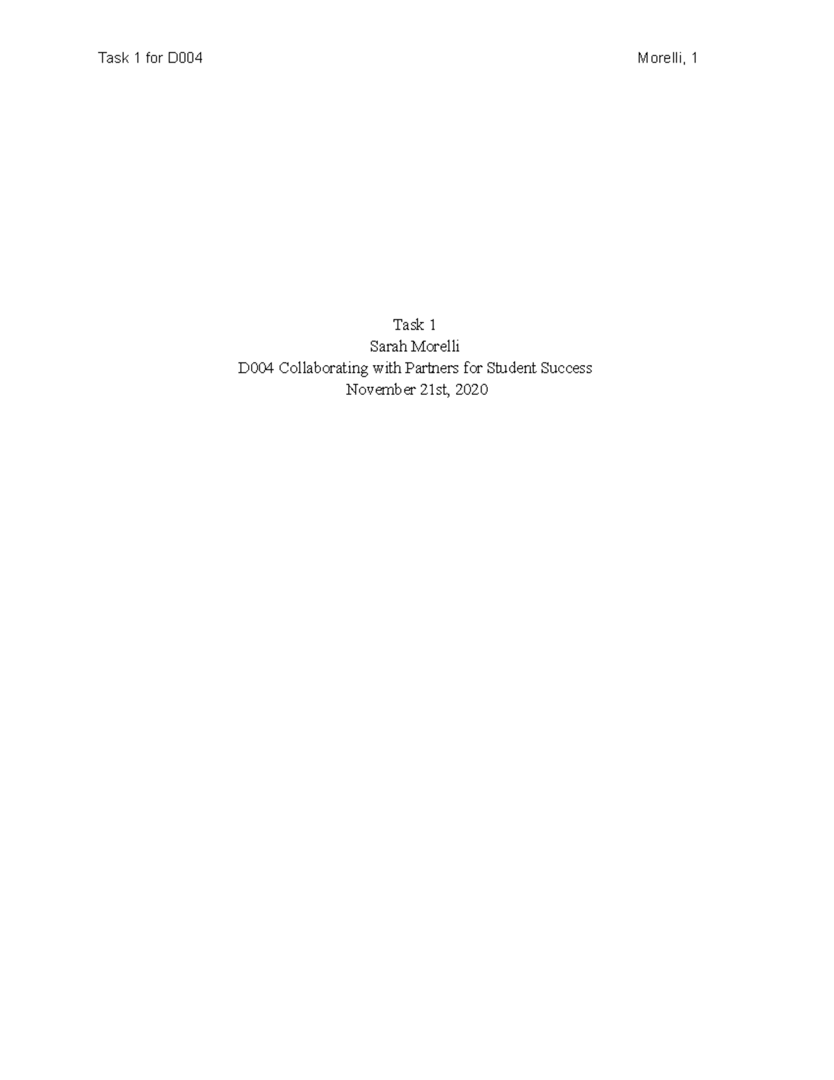 Task 1 D004 - Task 1, Scenario is Oliver - Task 1 Sarah Morelli D004 ...