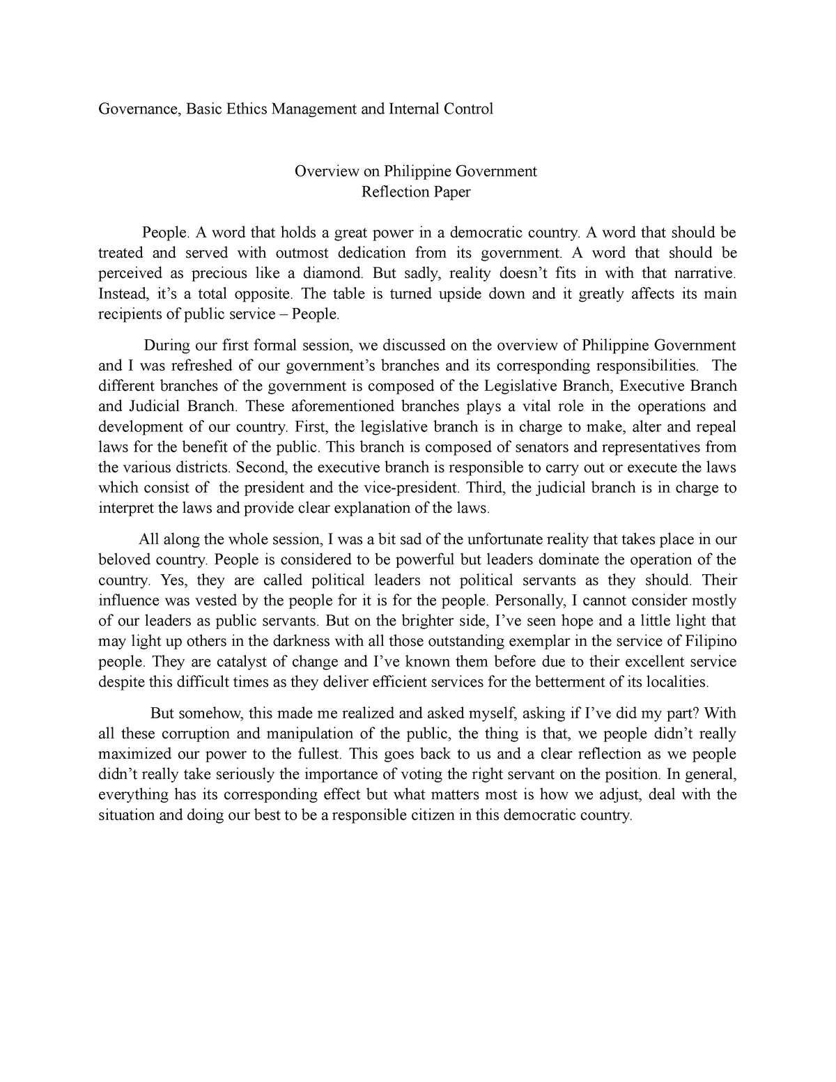 essay about philippine politics and governance