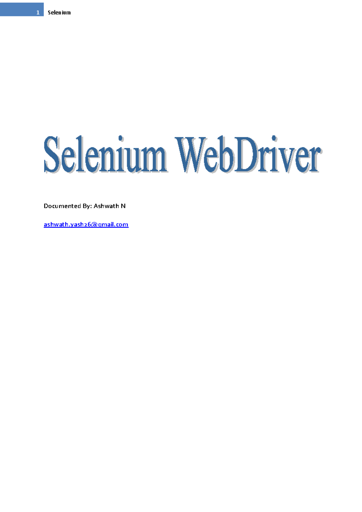 Selenium Complete Notes-1 - Documented By: Ashwath N ashwath@gmail DAY ...