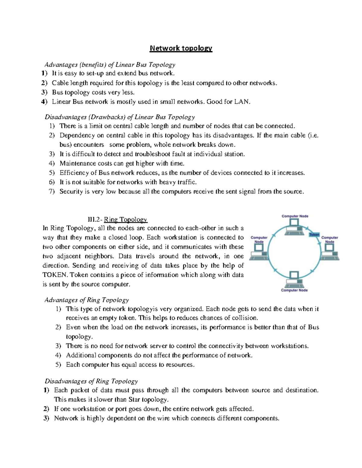 Network topology notes - Network topology Advantages (benefits) of ...