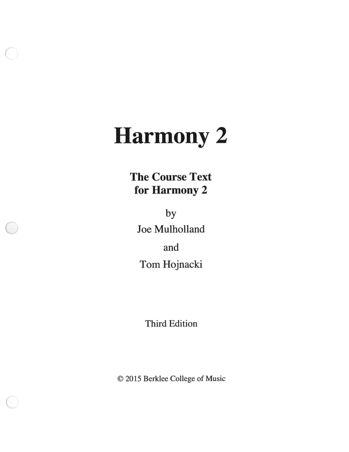 Berklee Harmony 2 Textbook 3rd Edition - HR-212 - Studocu