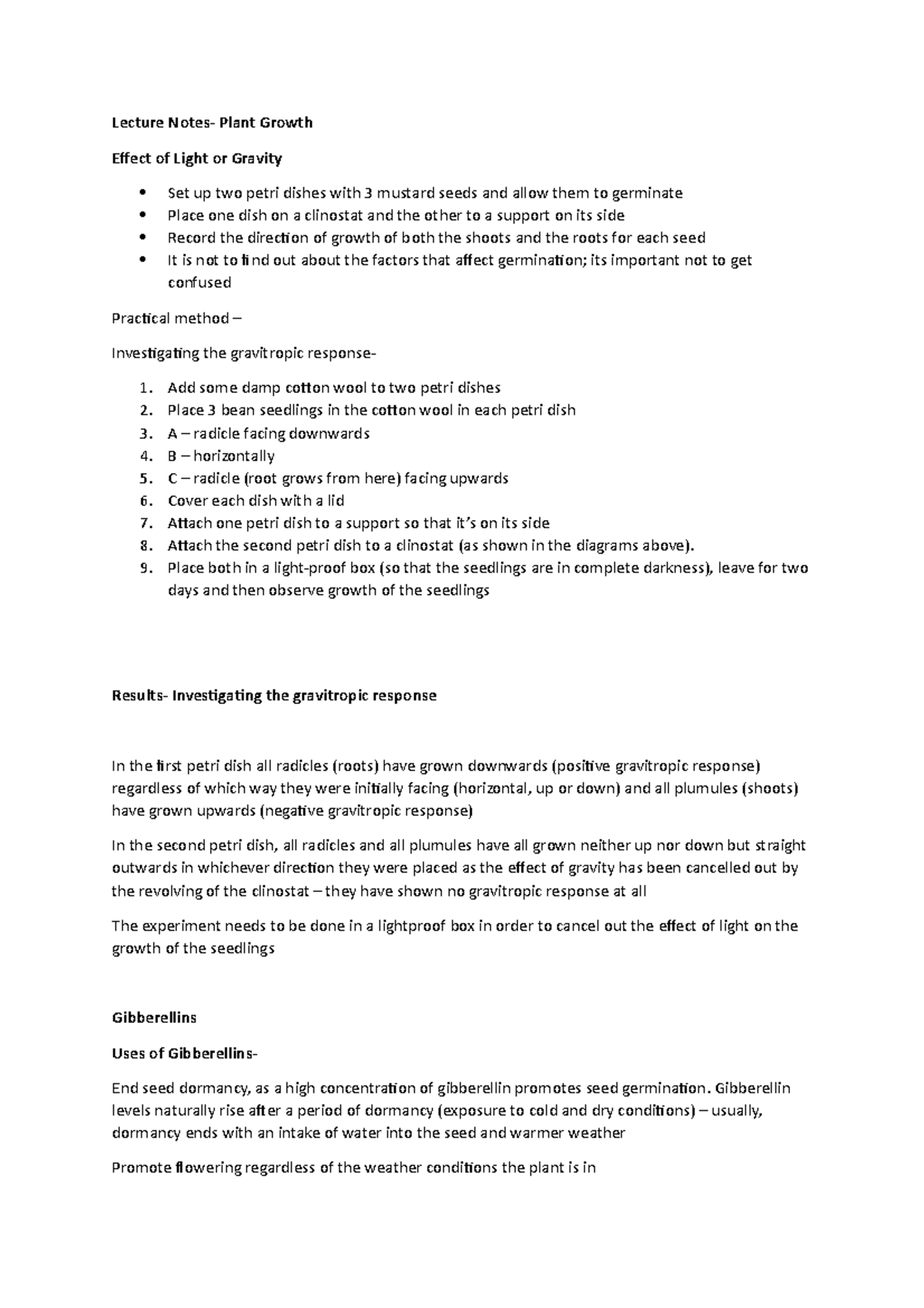 Lecture Notes - Uses of Plant Hormones - Lecture Notes- Plant Growth ...