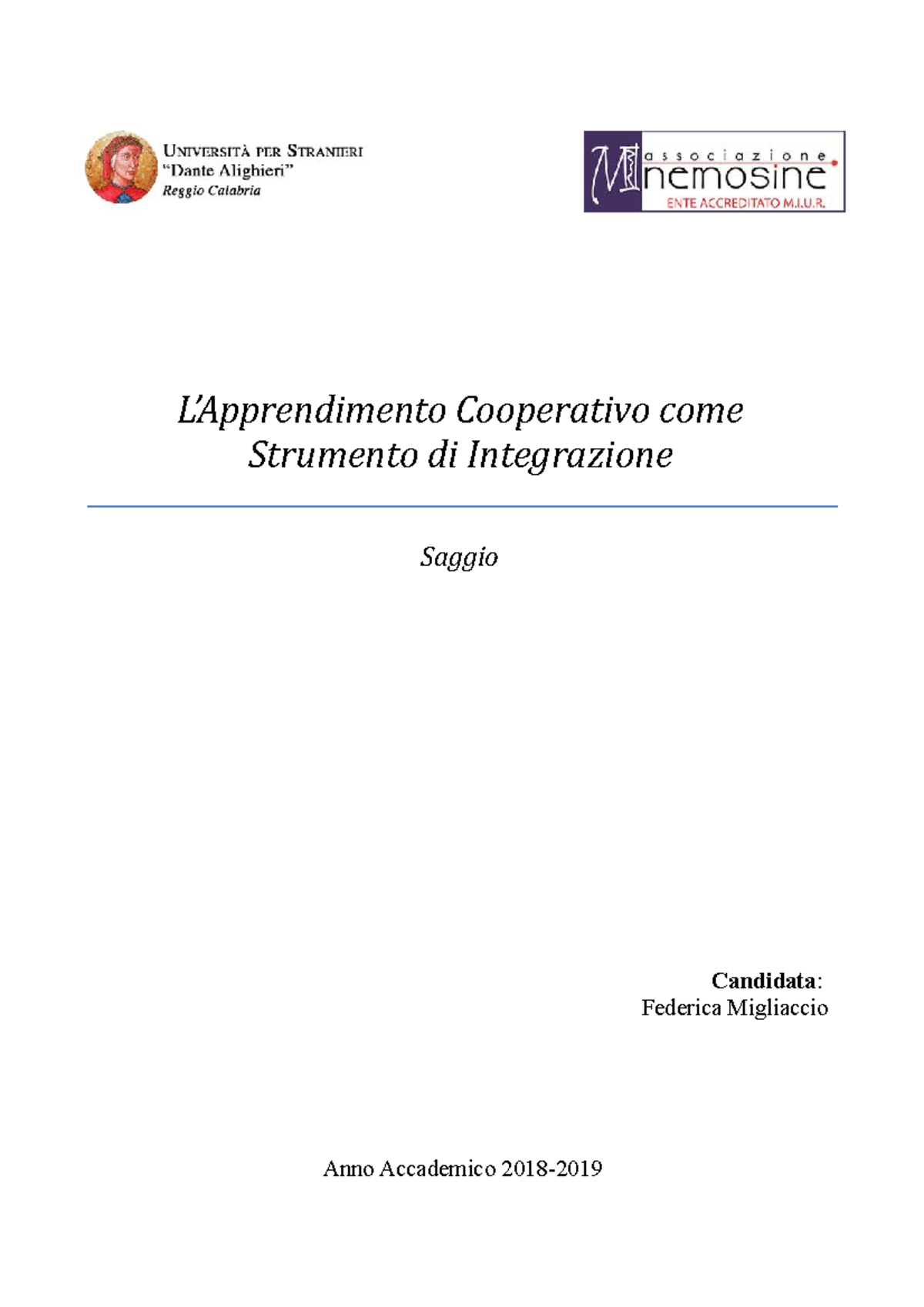 Saggio Finale Cooperative Learning - L’Apprendimento Cooperativo come ...