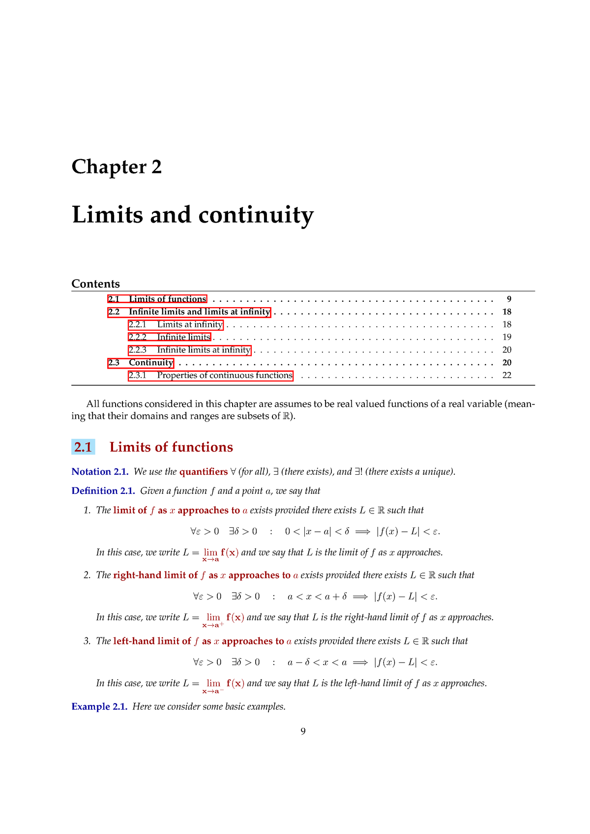 Ch2-Limitsand Continuity - Chapter 2 Limits and continuity Contents 2 ...