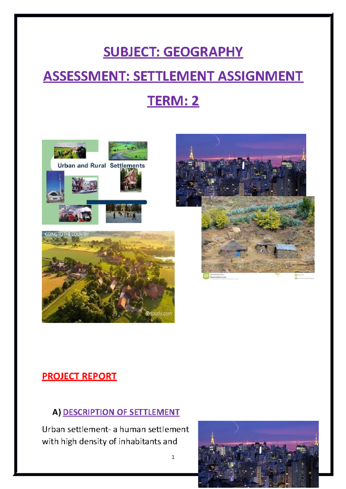 urban settlements geography