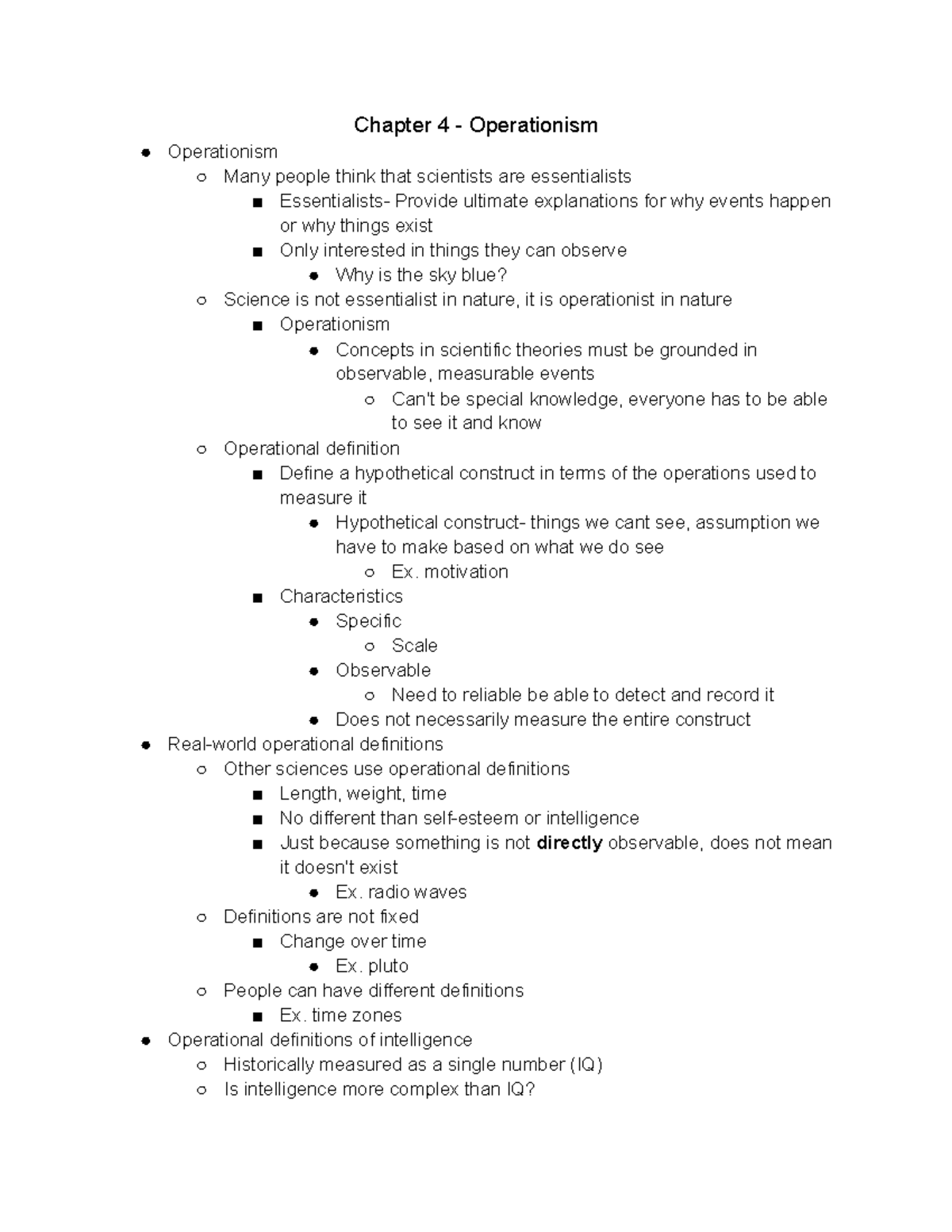 Chapter 4 - Operationism - Chapter 4 - Operationism Operationism Many ...