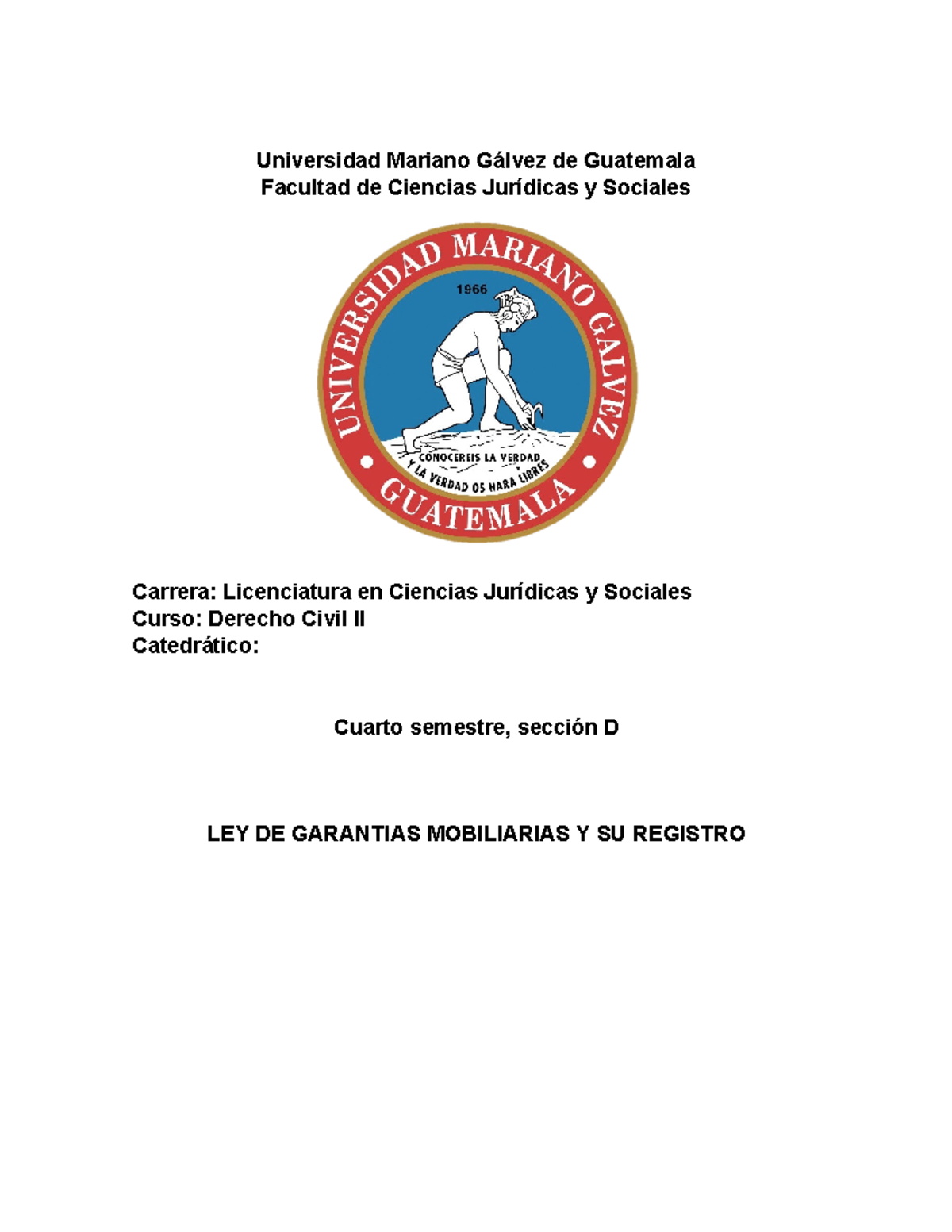 Ley de Garantías Mobiliarias y su Registro (Trabajo formal