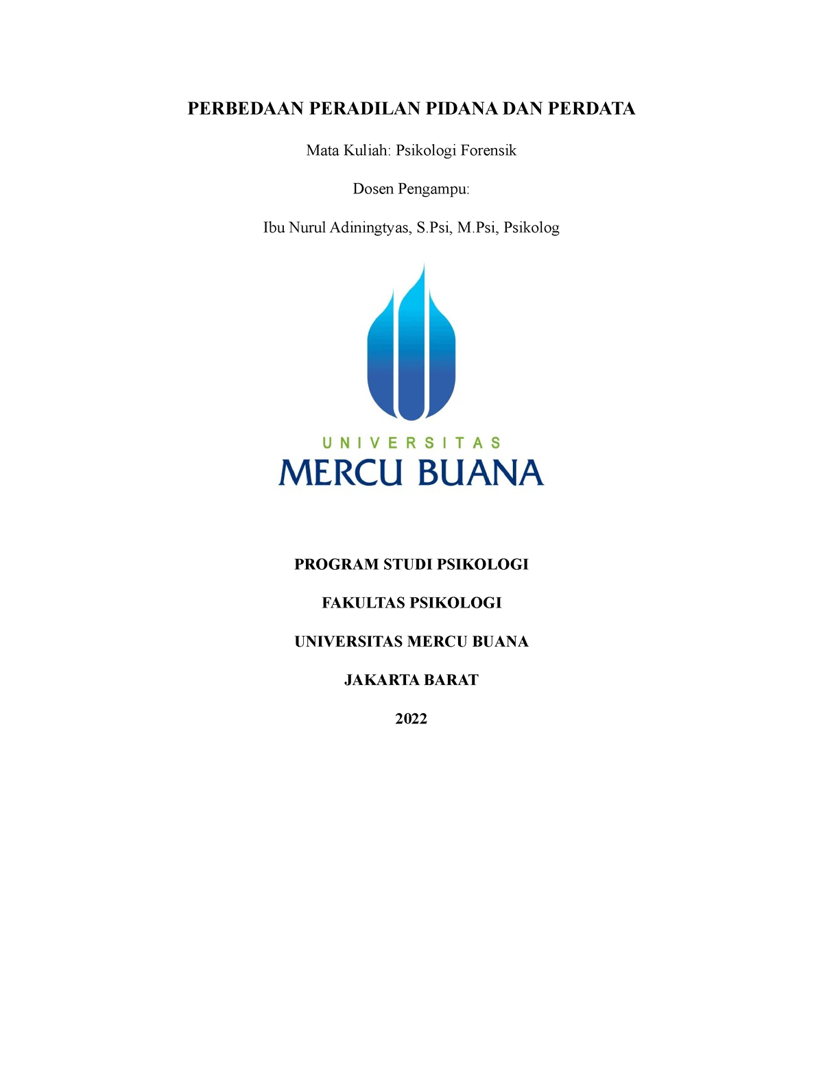 Psikologi Forensik - Hukum Pidana Dan Perdata - PERBEDAAN PERADILAN ...