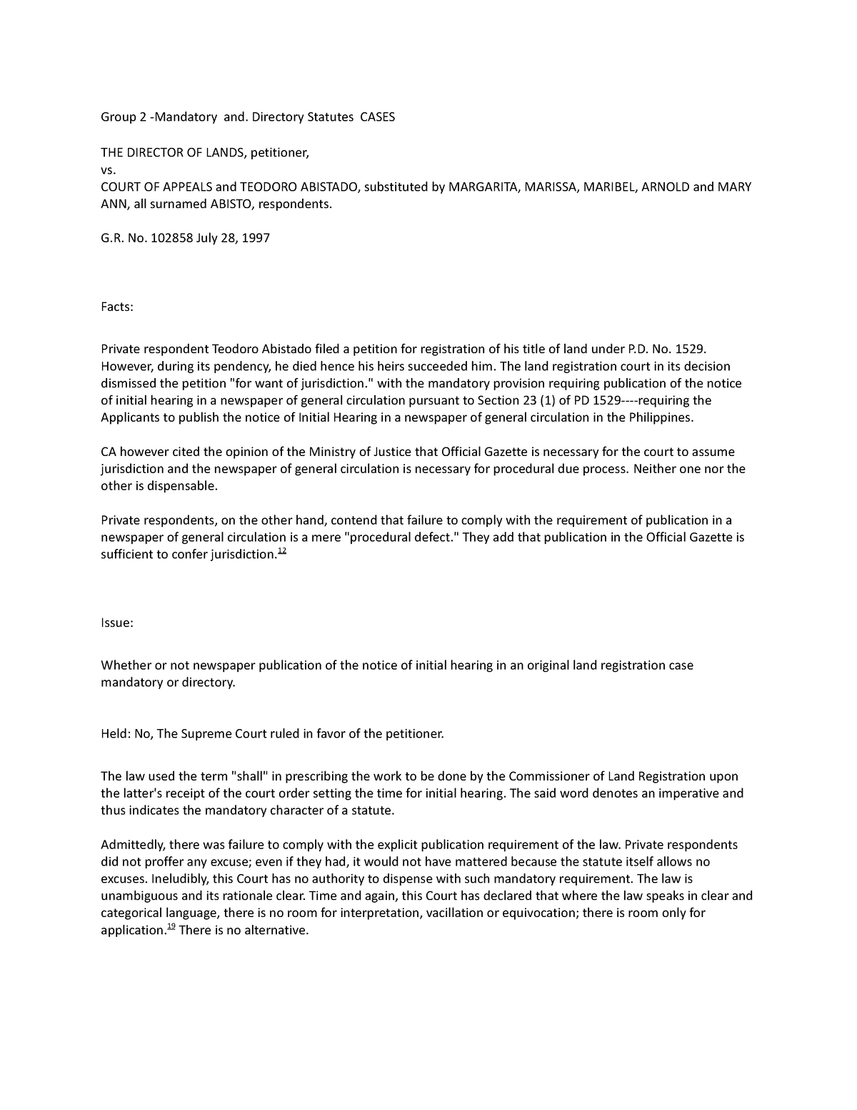 Stat Con Group 2 Mandatory Or Directory - Group 2 -mandatory And 