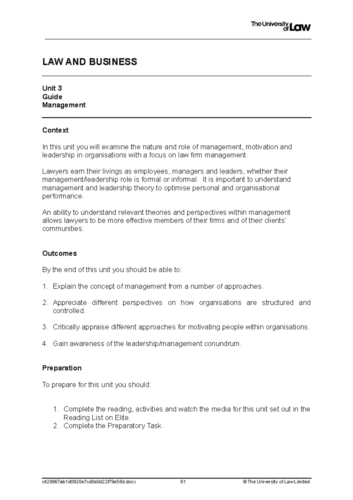 2122 law bus workshop 03 ce01 guide-2 - LAW AND BUSINESS Unit 3 Guide ...