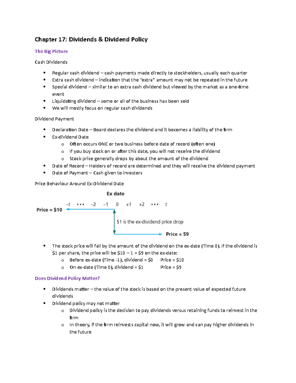 Chapter 17 Chapter 17 Dividends & Dividend Policy The Big Picture