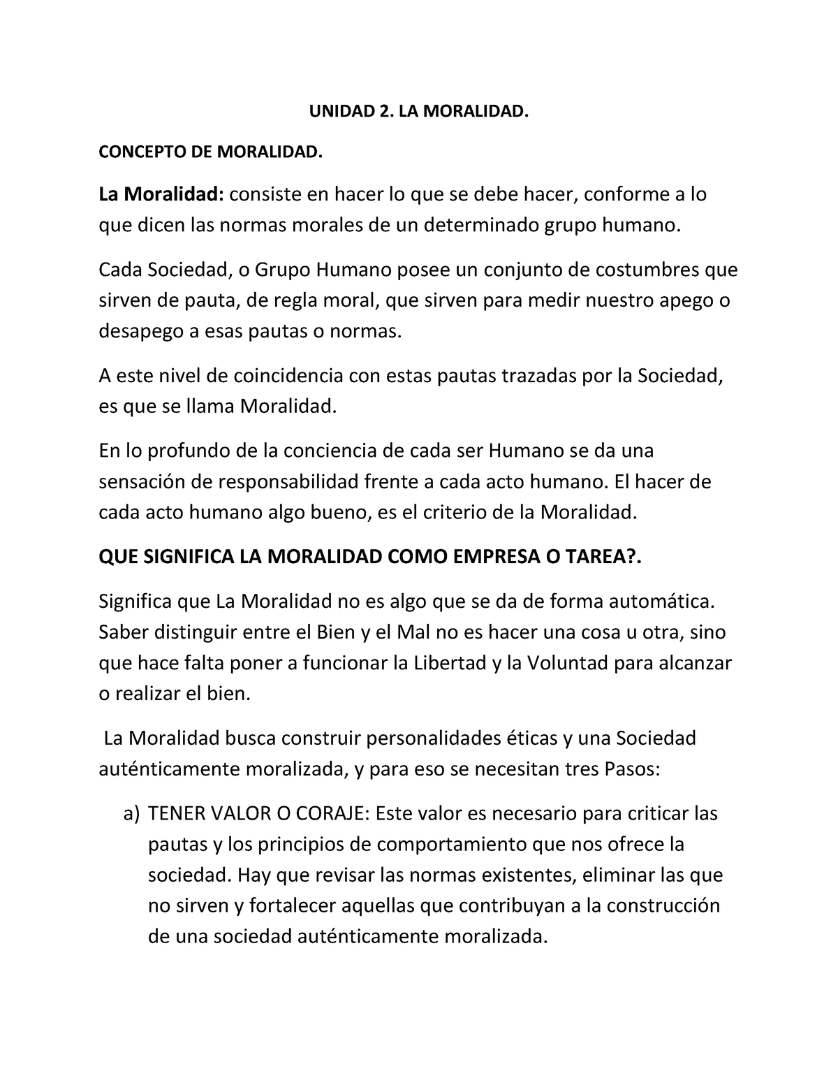 Resumen De La Moralidad Unidad 2 La Moralidad Concepto De Moralidad La Moralidad Consiste 1928