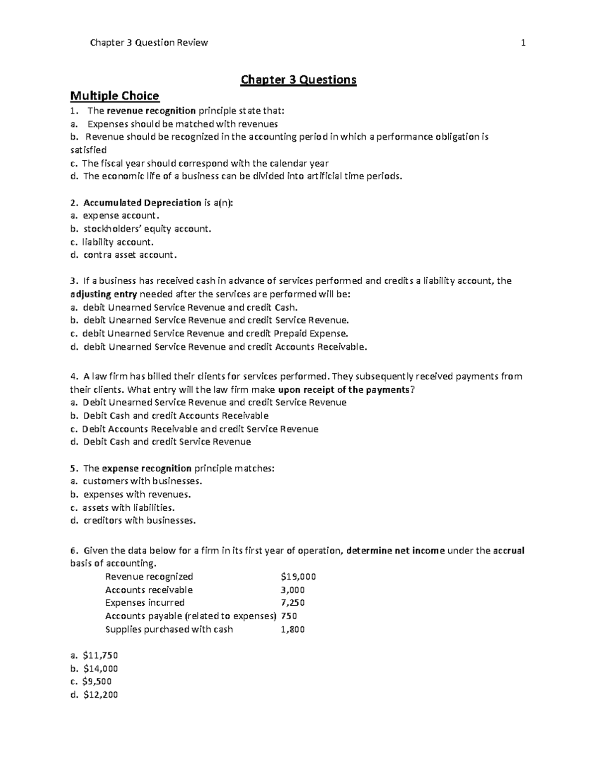 Chapter 3 Question Review 11th ed - ACC 203 - Alabama A & M University ...