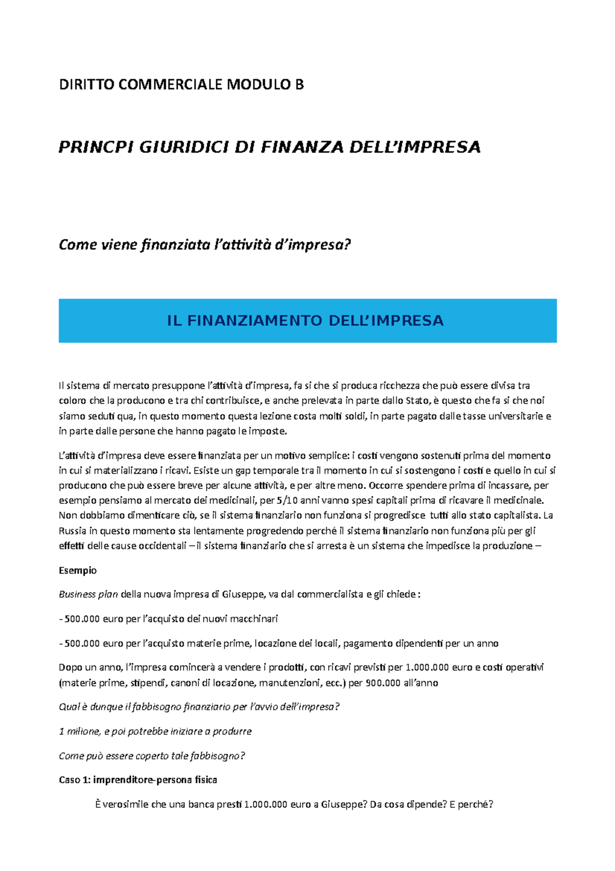 Diritto Commerciale Modulo B - DIRITTO COMMERCIALE MODULO B PRINCPI ...