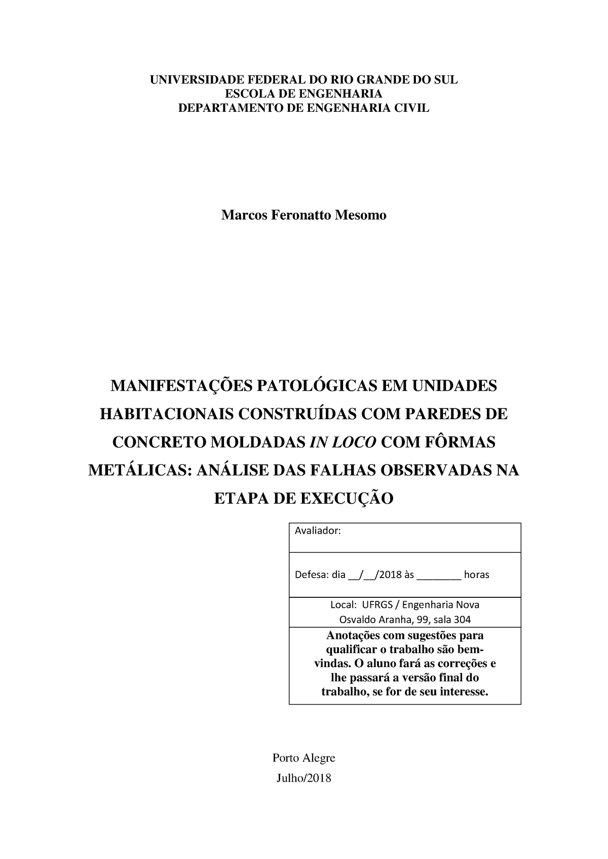 TCC - Manifestações Patológicas EM Unidades Habitacionais Construídas ...