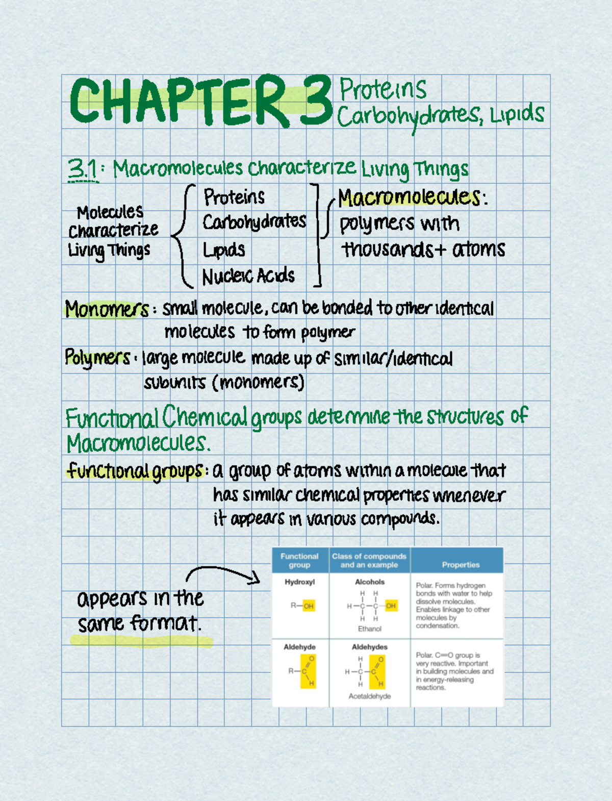 Chapter 3 Notes - CHAPTER 3 Proteins Carbohydrates Lipids 37 ...