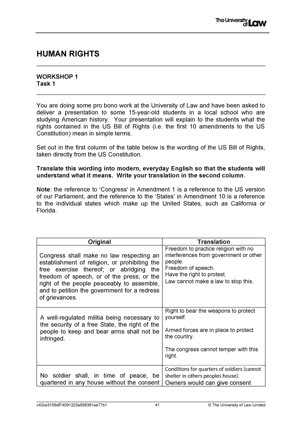 2223 Hum Level 5 Ws01 Ce02 Task01 - HUMAN RIGHTS WORKSHOP 1 Task 1 You ...