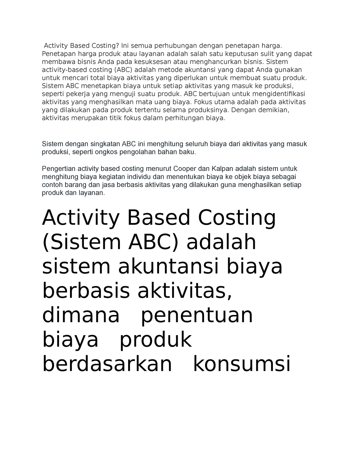 Abc Costing - Penetapan Harga Produk Atau Layanan Adalah Salah Satu ...