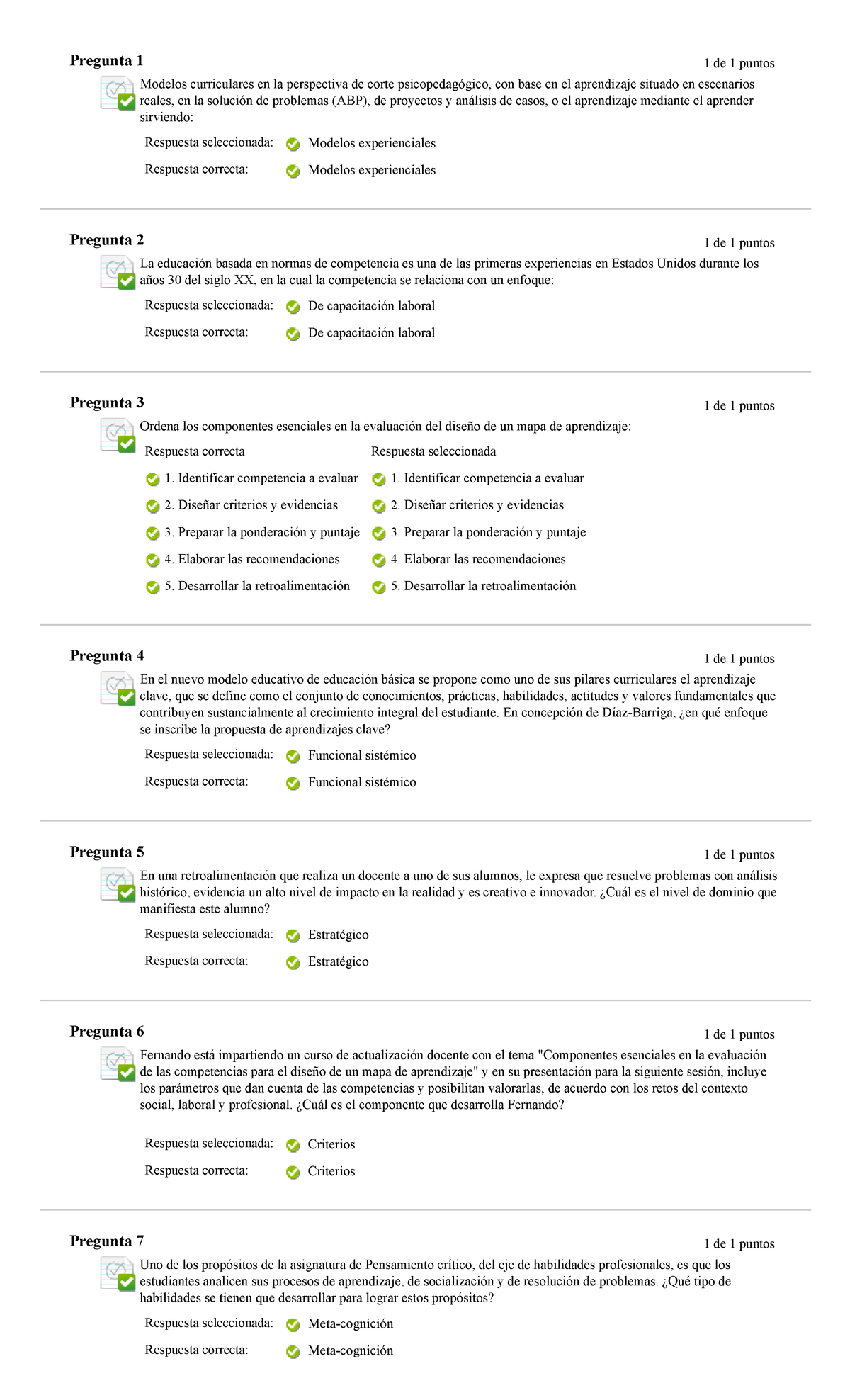 Automatizada Diseño curricular por competencias - Pregunta 1 Respuesta  seleccionada: Respuesta - Studocu