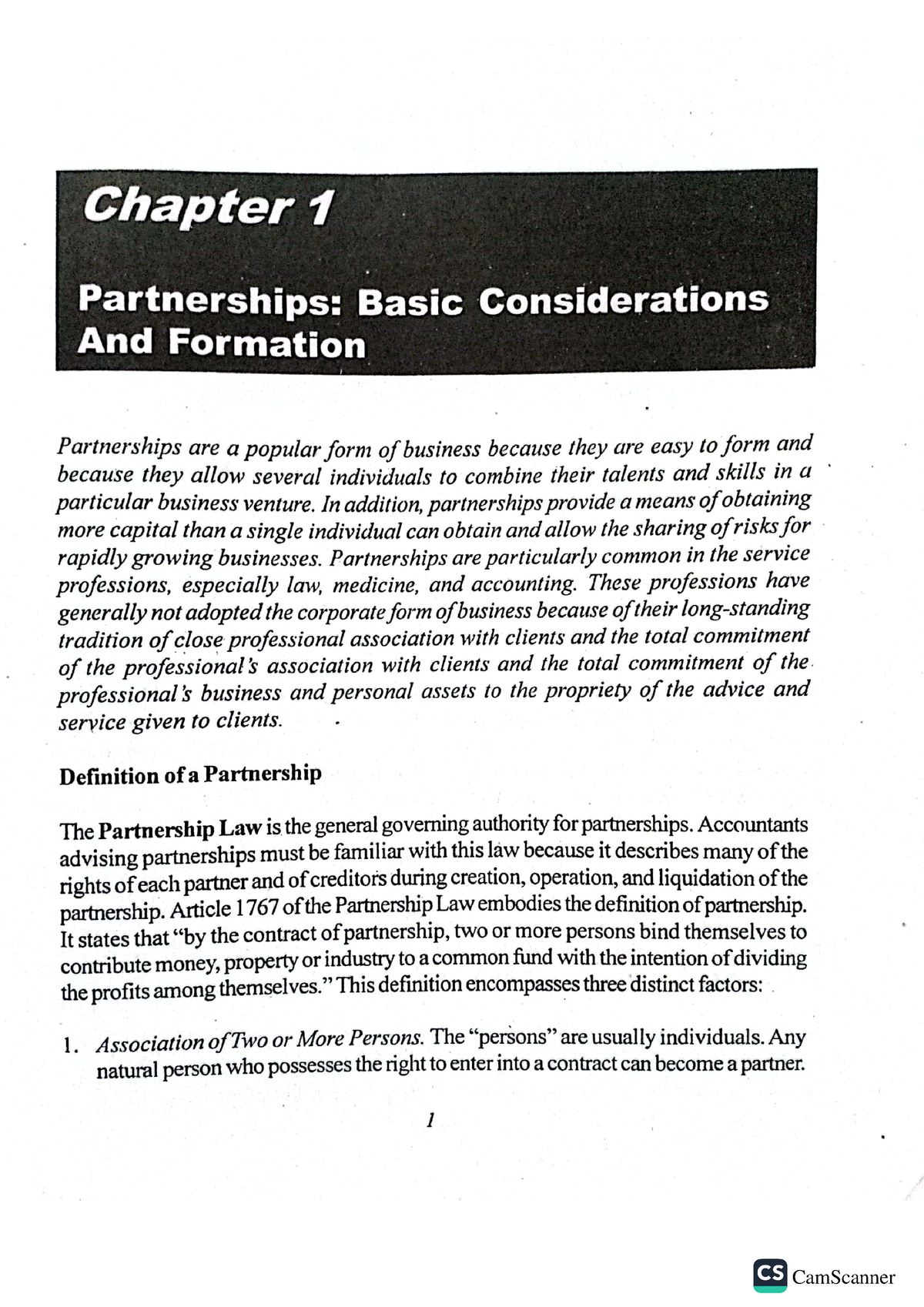 Chapter 1 - Partnership Basic Considerations And Formation - Accounting ...