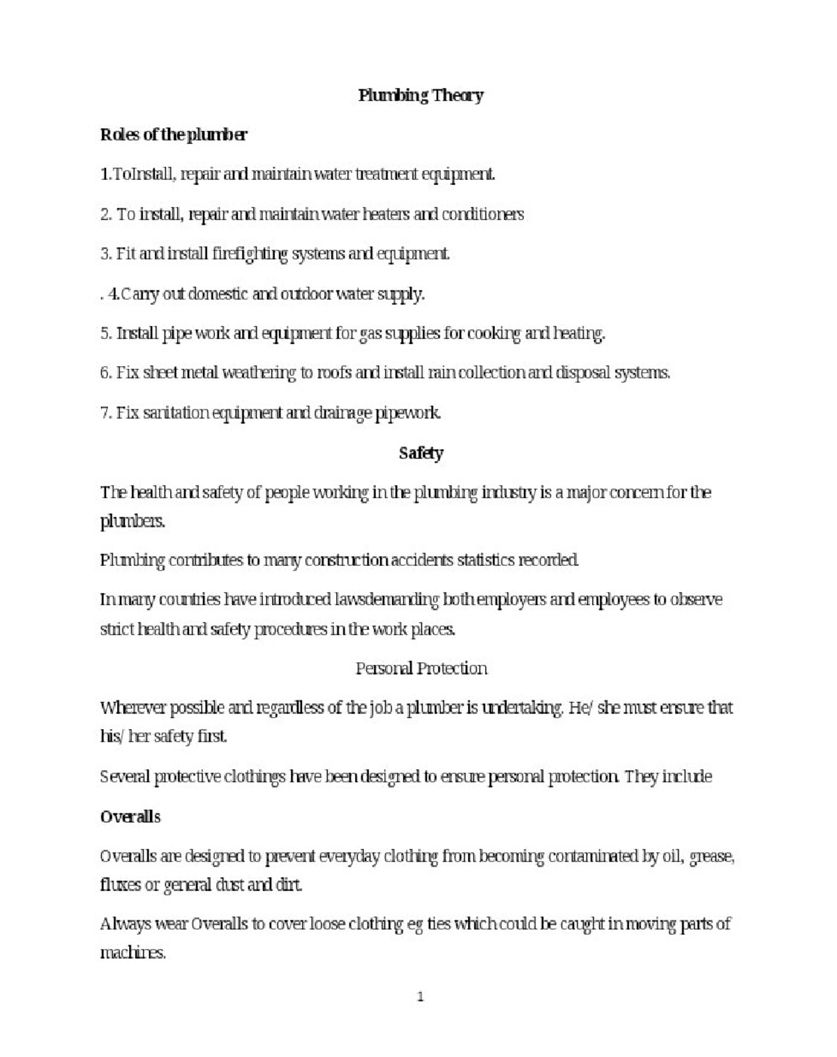 Plumbing Text Book - The notes are helpful - Plumbing Theory Roles of ...