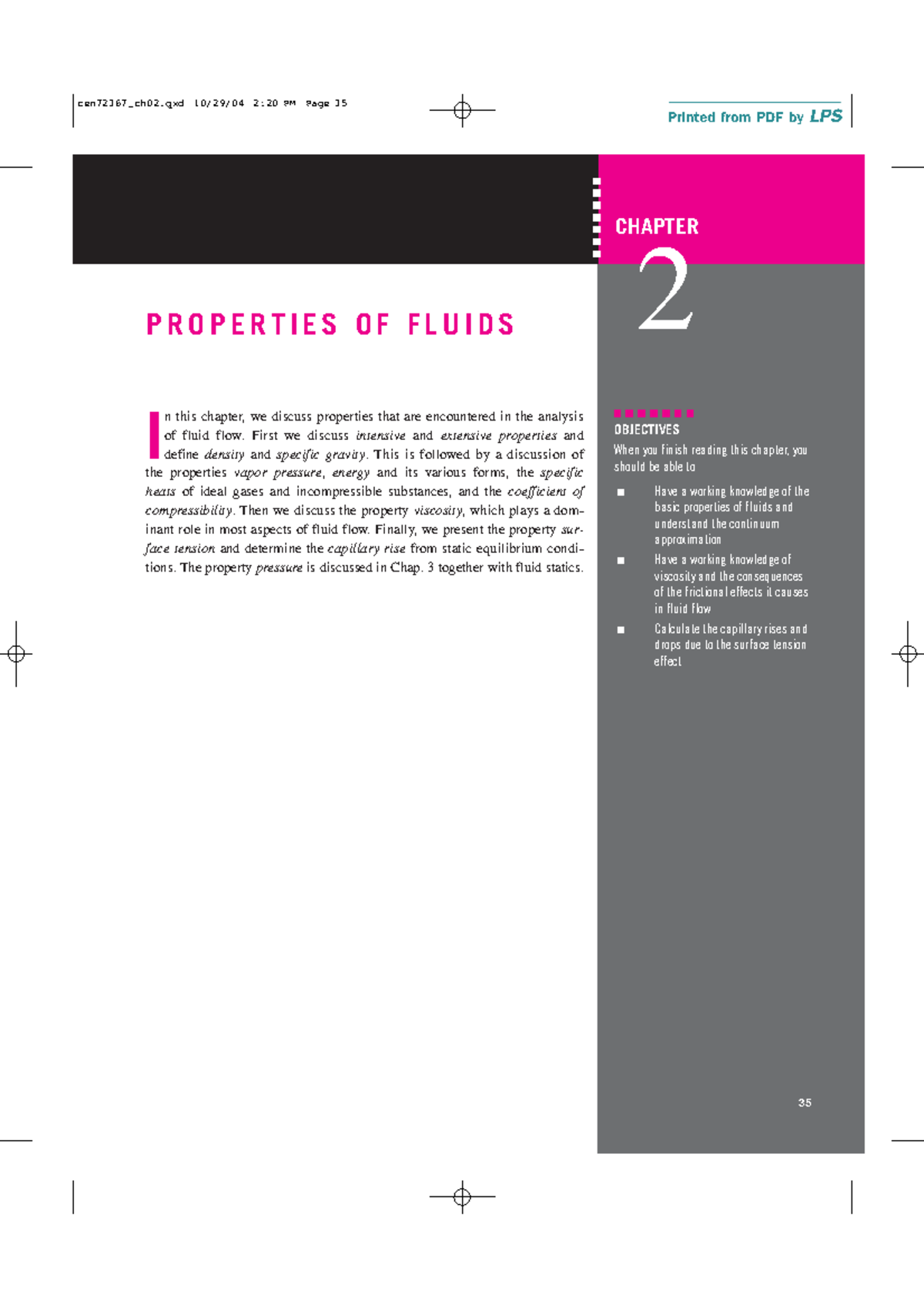 Chapter 2 - PROPERTIES OF FLUIDS I n this chapter, we discuss ...