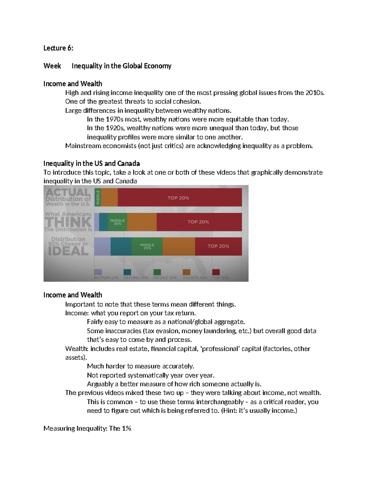 Lecture 6 - great notes - Lecture 6: Week Inequality in the Global ...