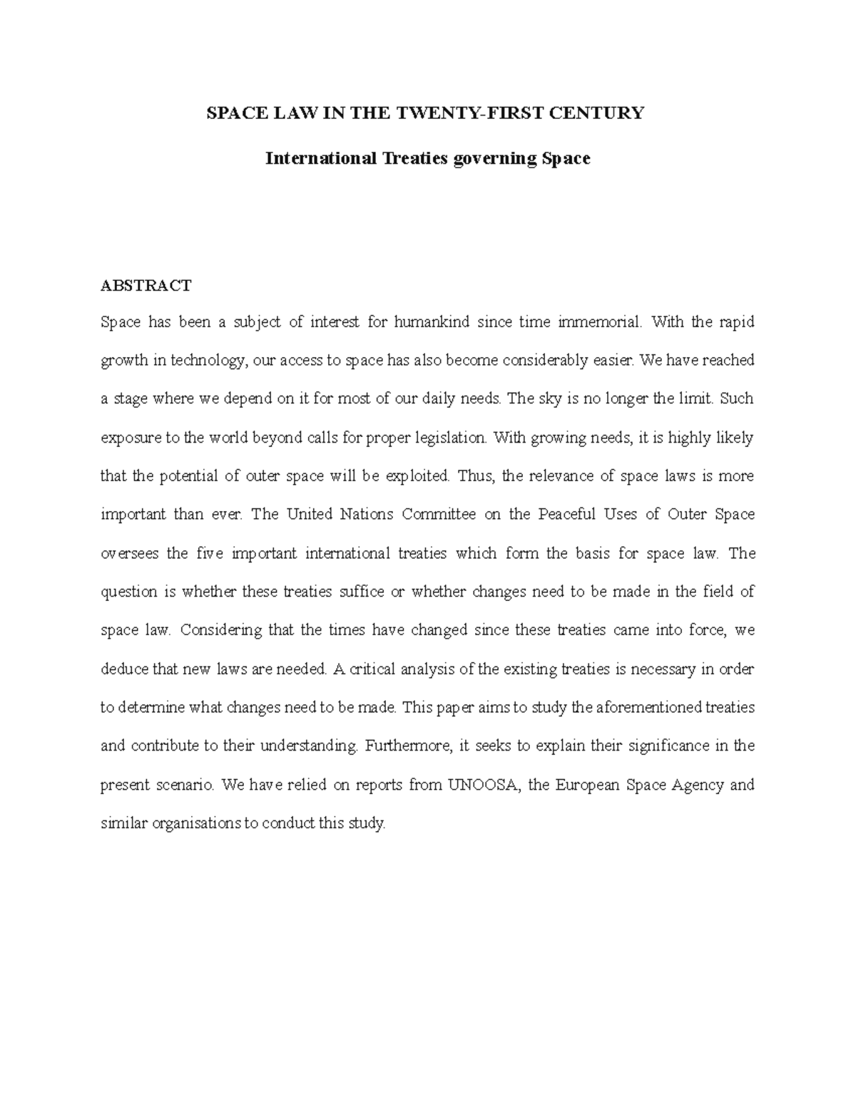 International Treaties governing Space - SPACE LAW IN THE TWENTY-FIRST ...