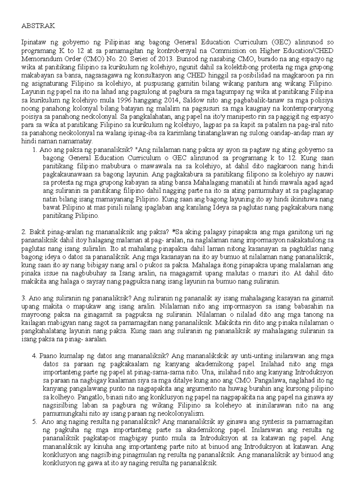 Abstrakmayann - abstrak - ABSTRAK Ipinataw ng gobyerno ng Pilipinas ang ...
