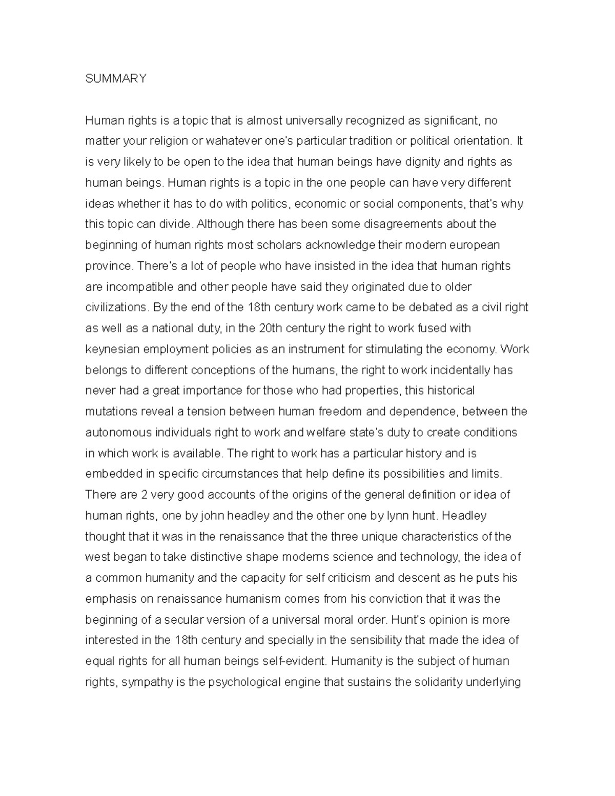 Summary human rights - resumen nomas pq quiero premium - SUMMARY Human ...