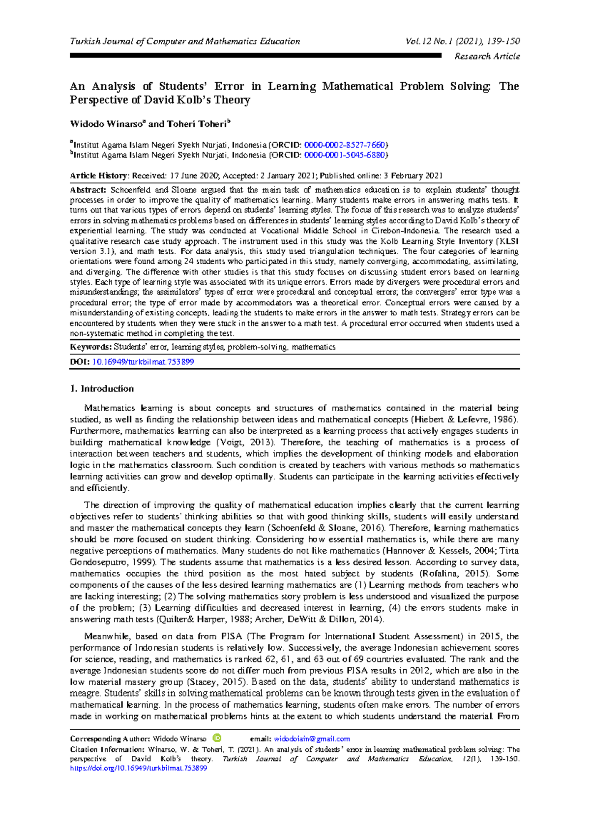 Problem materials - Turkish Journal of Computer and Mathematics ...