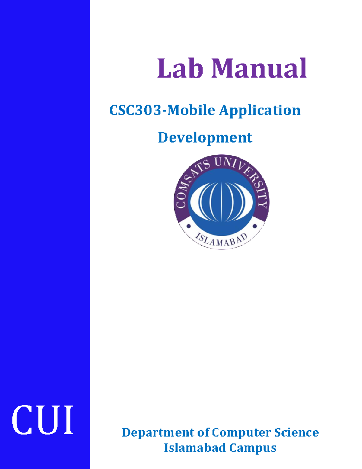 CSC303 MAD Lab Manual sp22 v3 Lab Manual CSC303Mobile Application