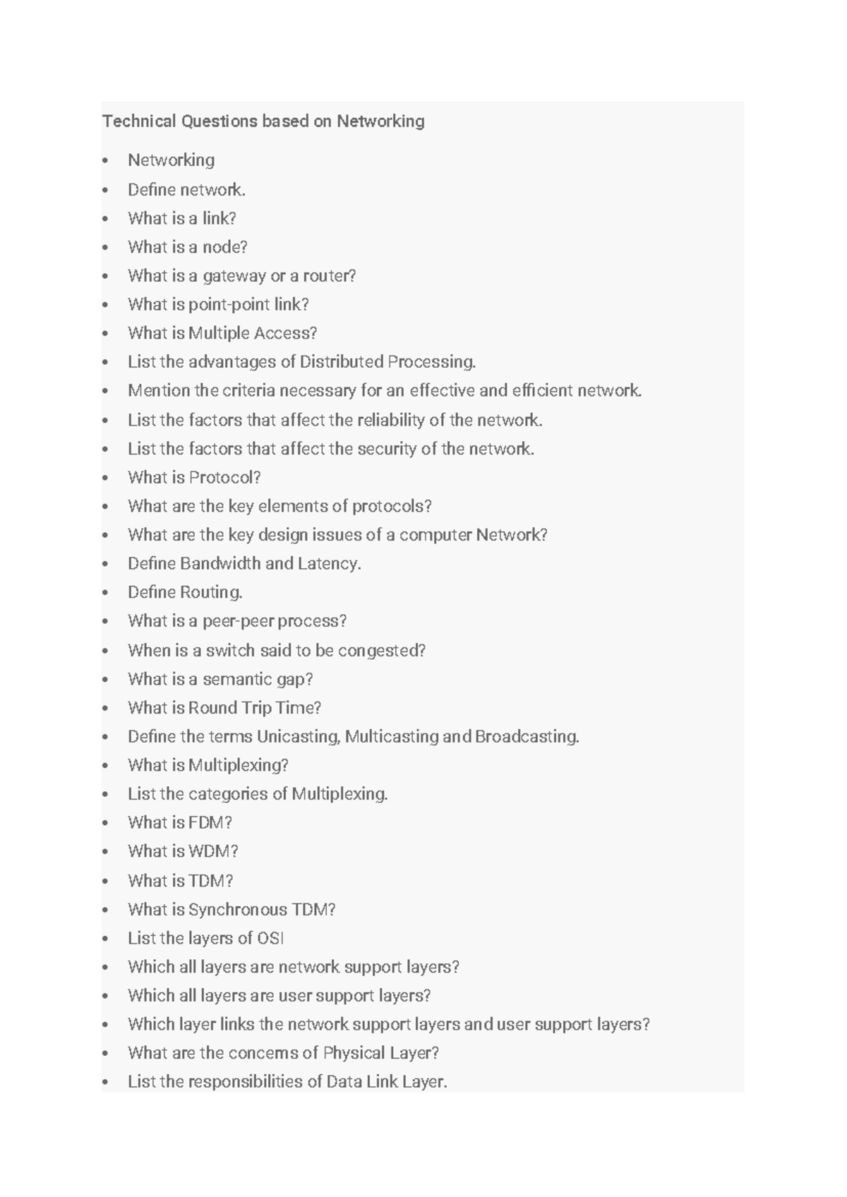 Technical Questions based on Networking - What is a link? What is a ...