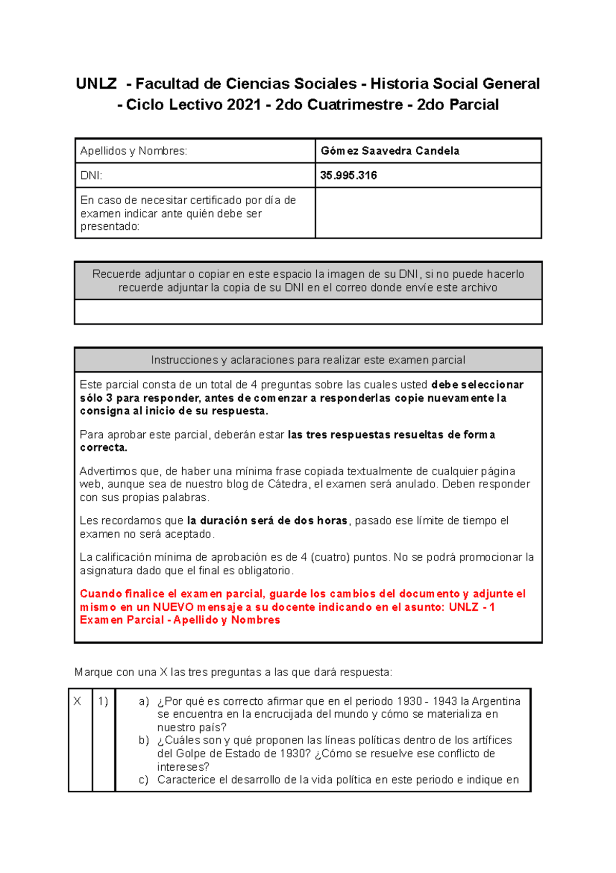 2021 - 2do Parcial 2do Cuatrimestre - UNLZ - Facultad de Ciencias ...