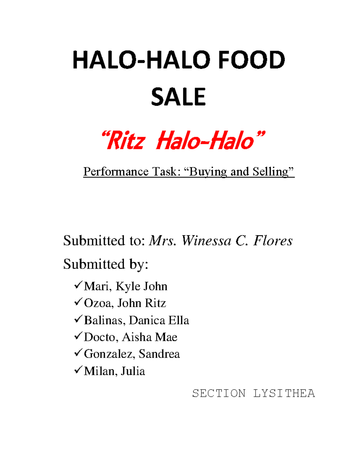 business plan in halo halo