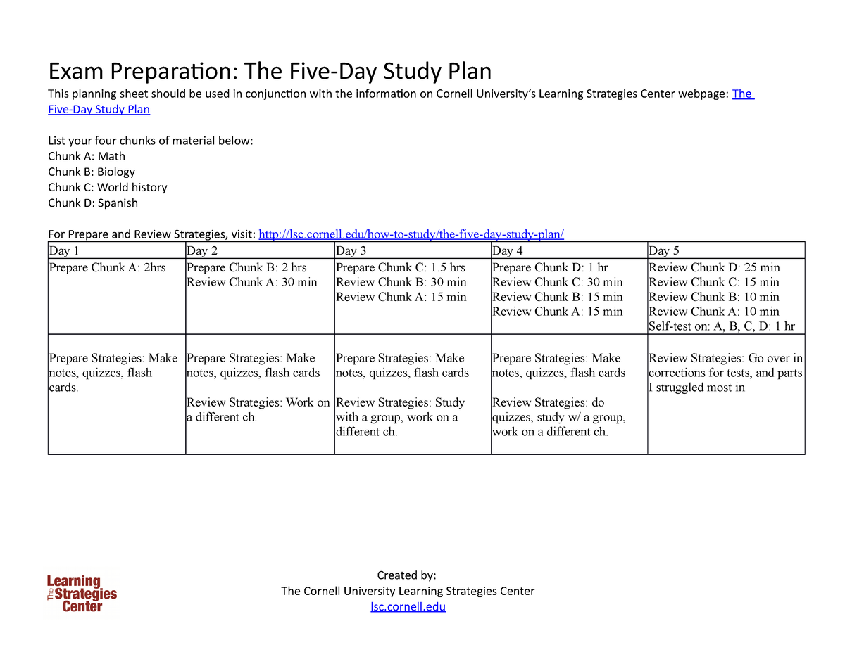 the-five-day-study-plan-exam-preparation-the-five-day-study-plan