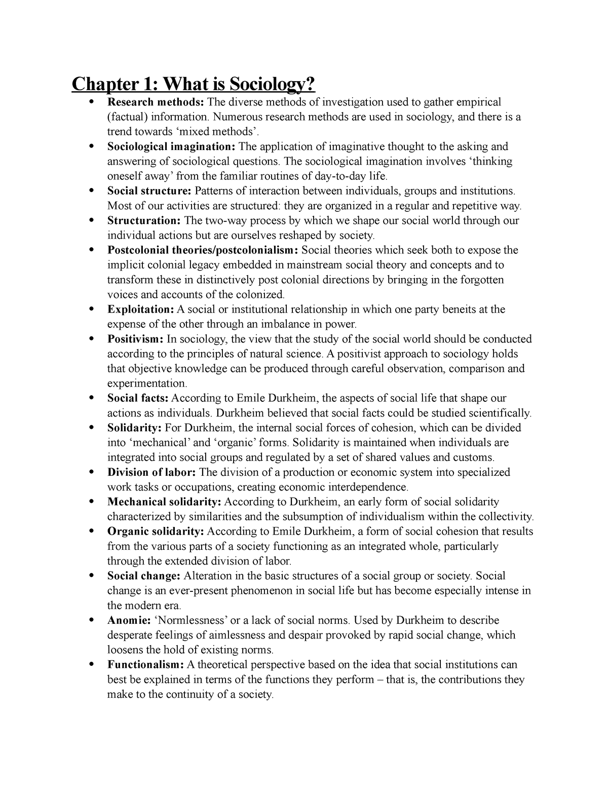 definitions of sociology literature review