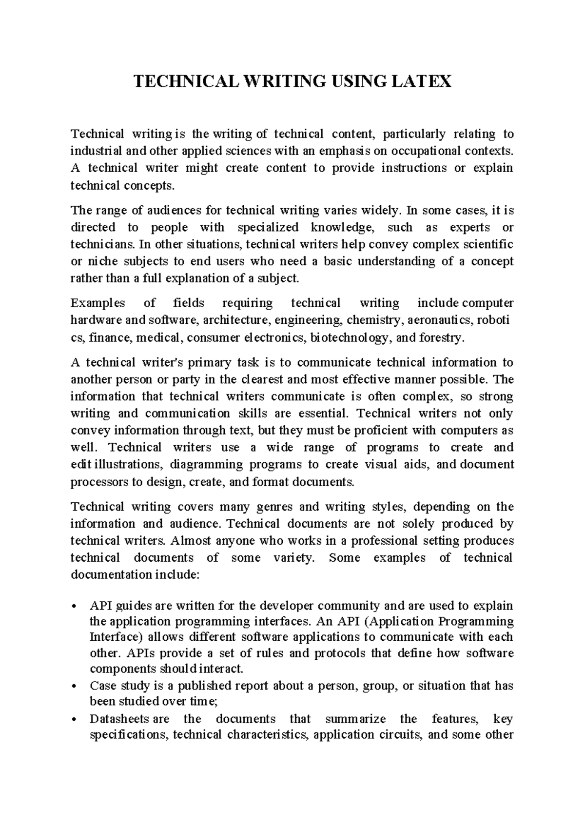 Latex Manual - TECHNICAL WRITING LATEX MANUAL(BCSL456D) Develop a LaTeX ...