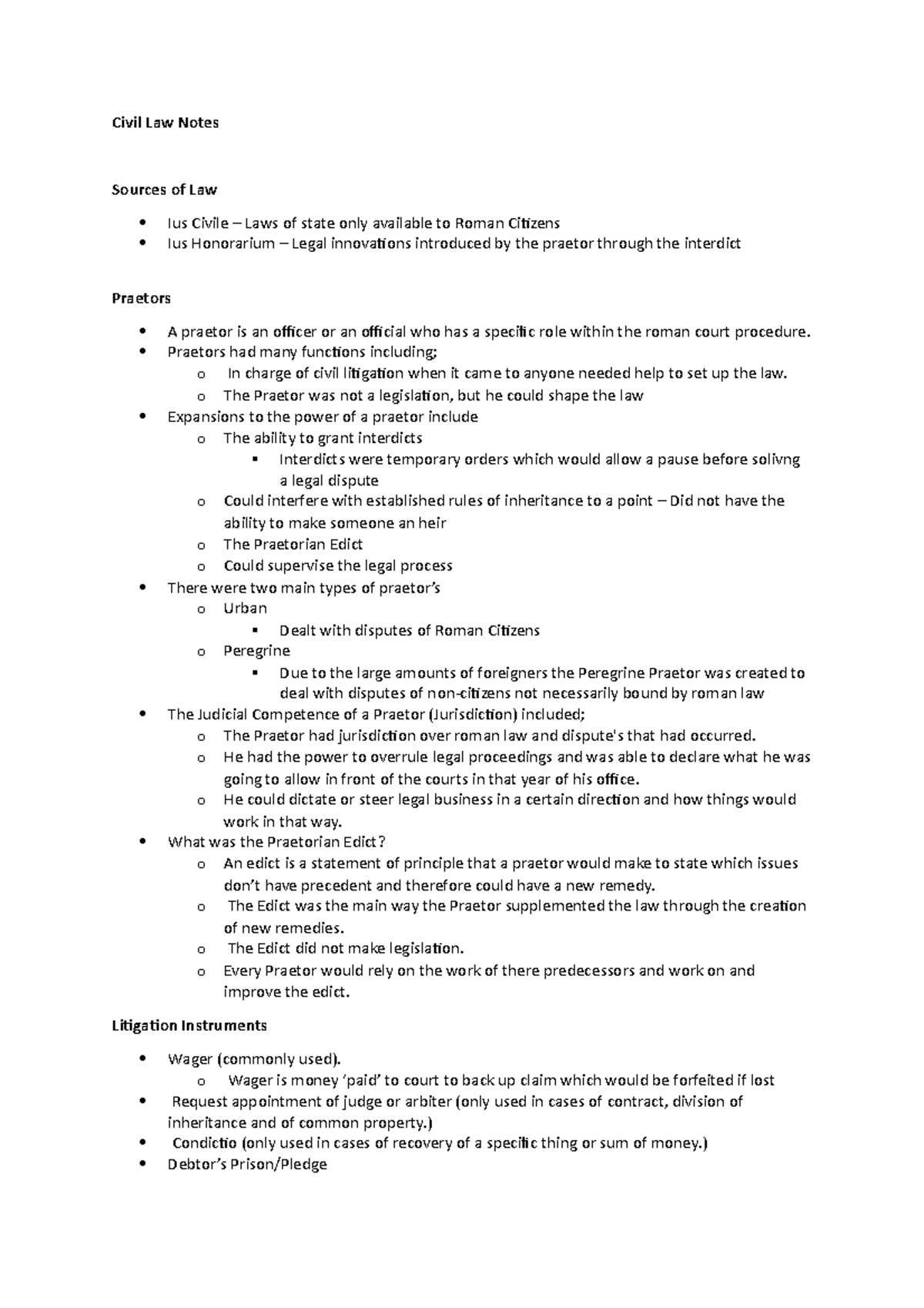 Civil Law Notes Civil Law Notes Sources of Law Ius Civile Laws of