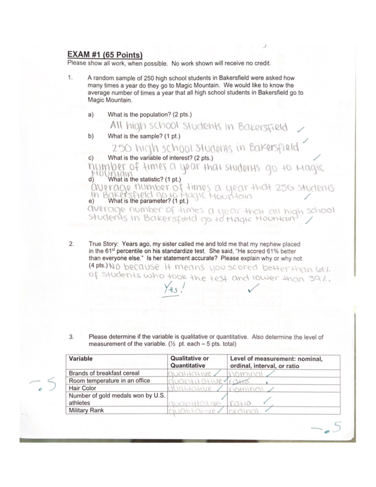 Statistics Math B22L EXAM #1 - MATH B22 - BC - Studocu