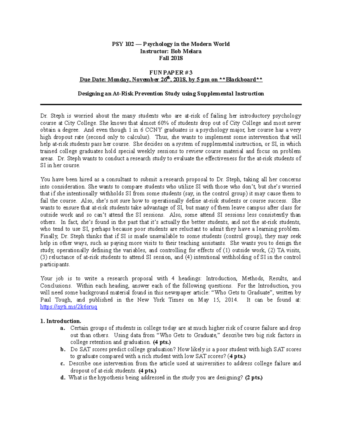 Fun Paper 3 - Fall 2018 - Grade: b - PSY 102 — Psychology in the Modern ...