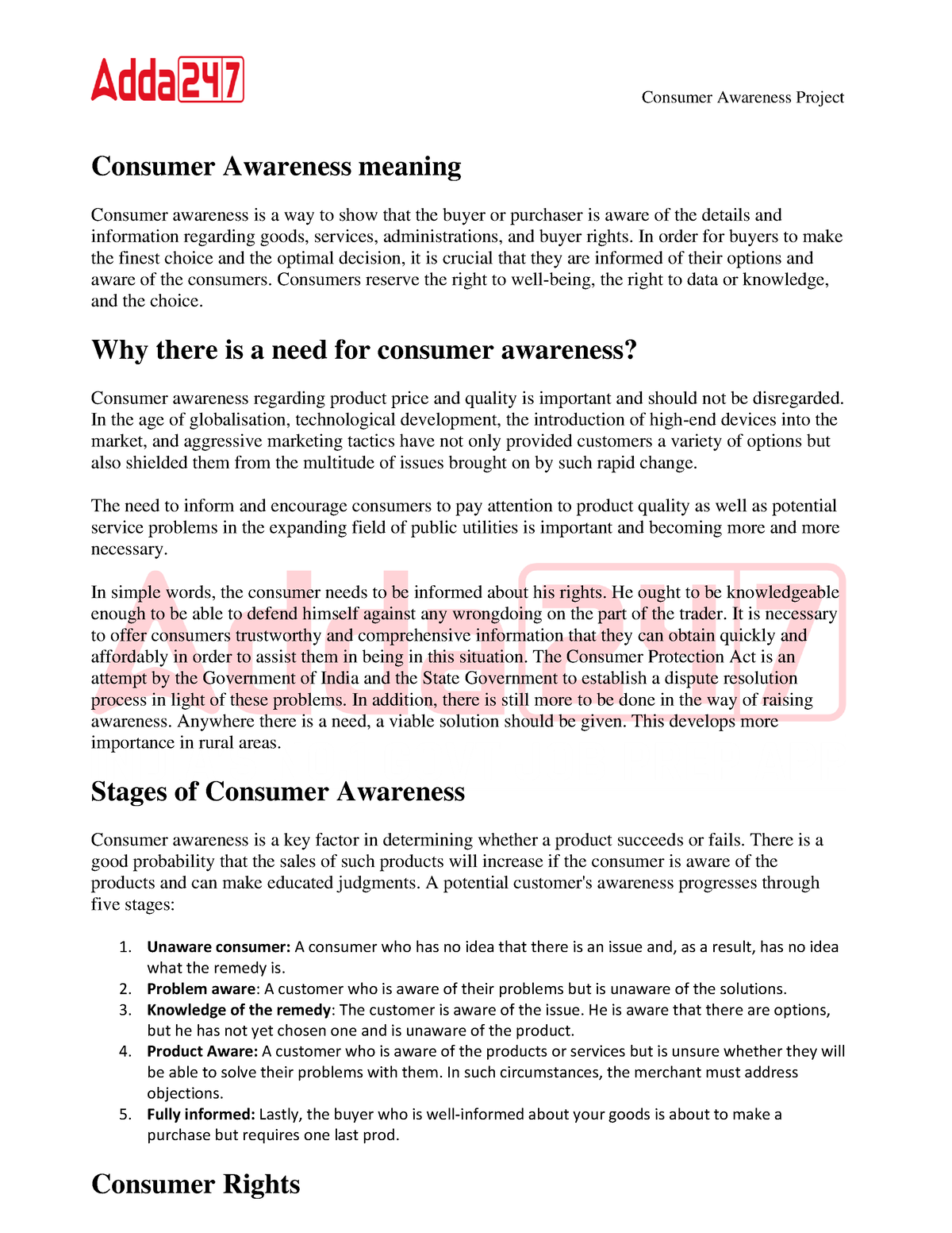 consumer awareness project essay