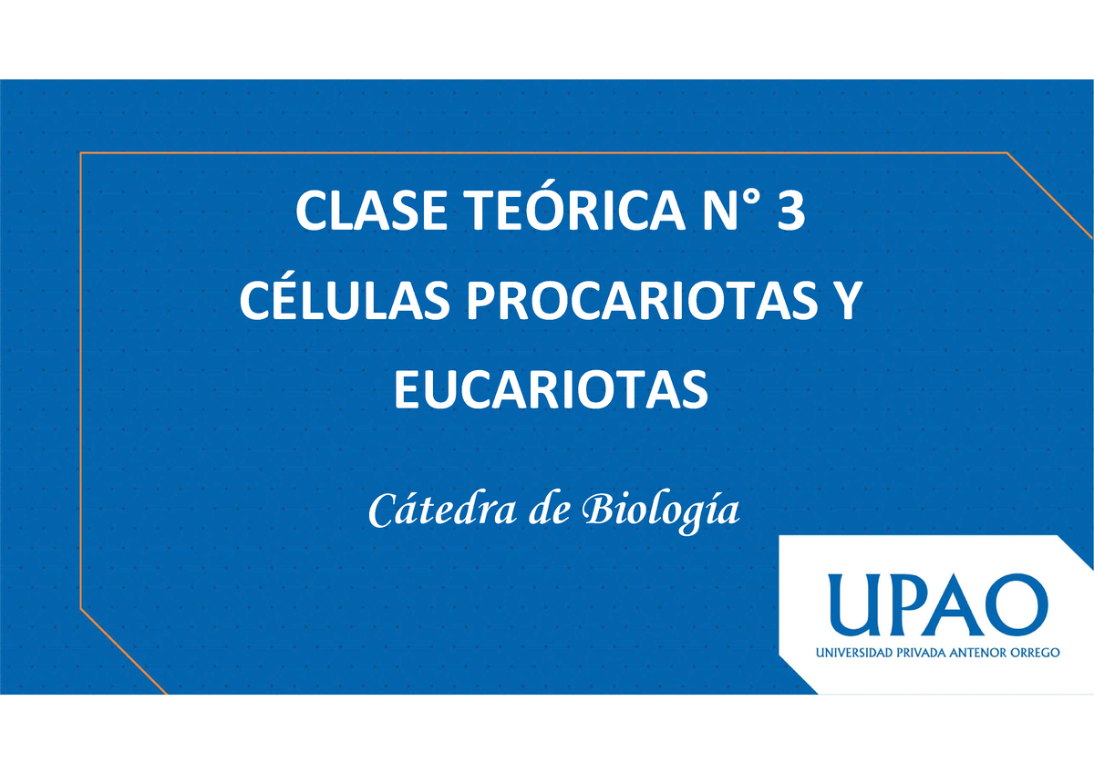 03 Semana 3 Células Procariotas Y Eucariotas - CLASE TEÓRICA N° 3 ...