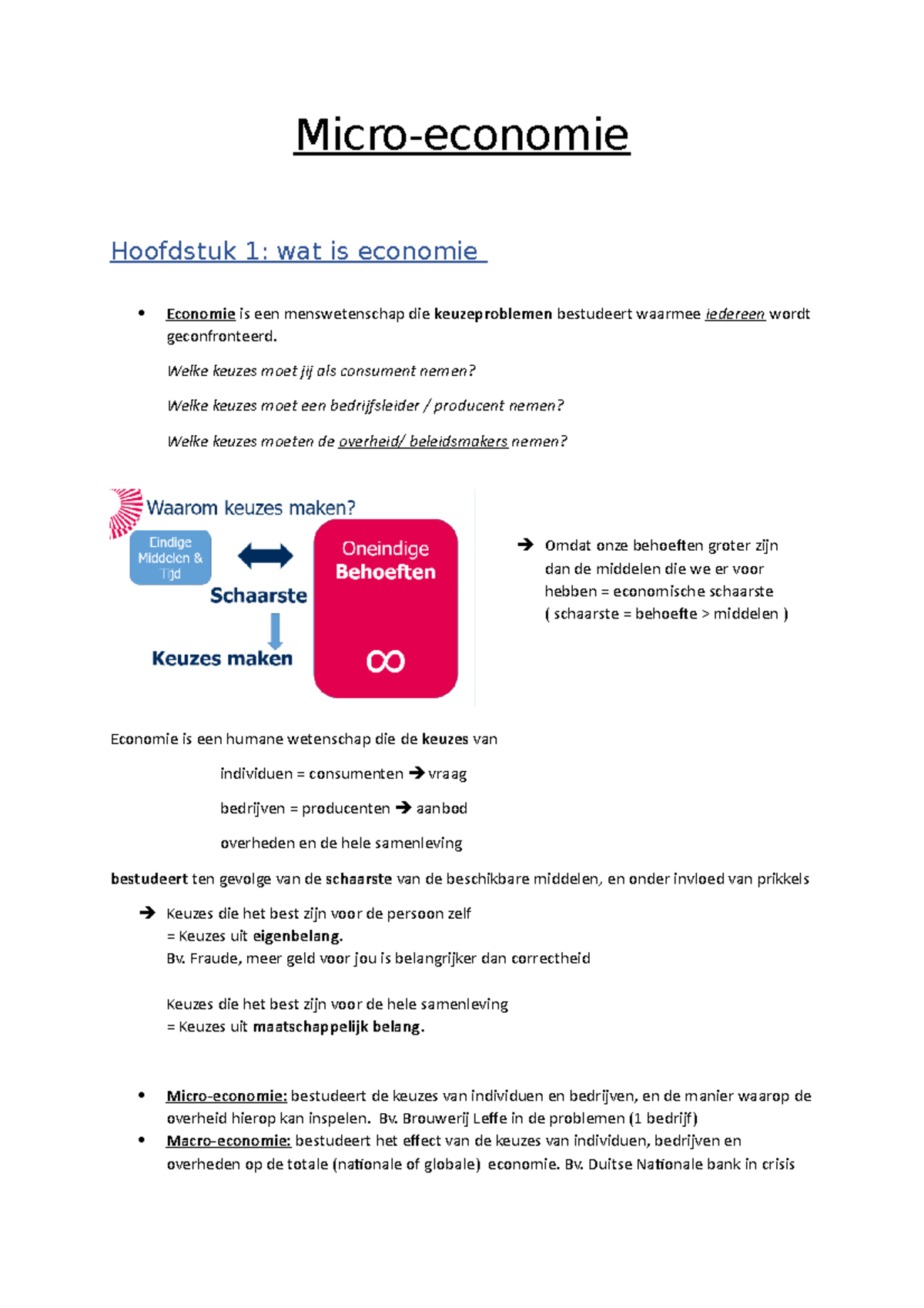 Hoofdstuk 1-3: Vraag En Aanbod - Micro-economie Hoofdstuk 1: Wat Is ...