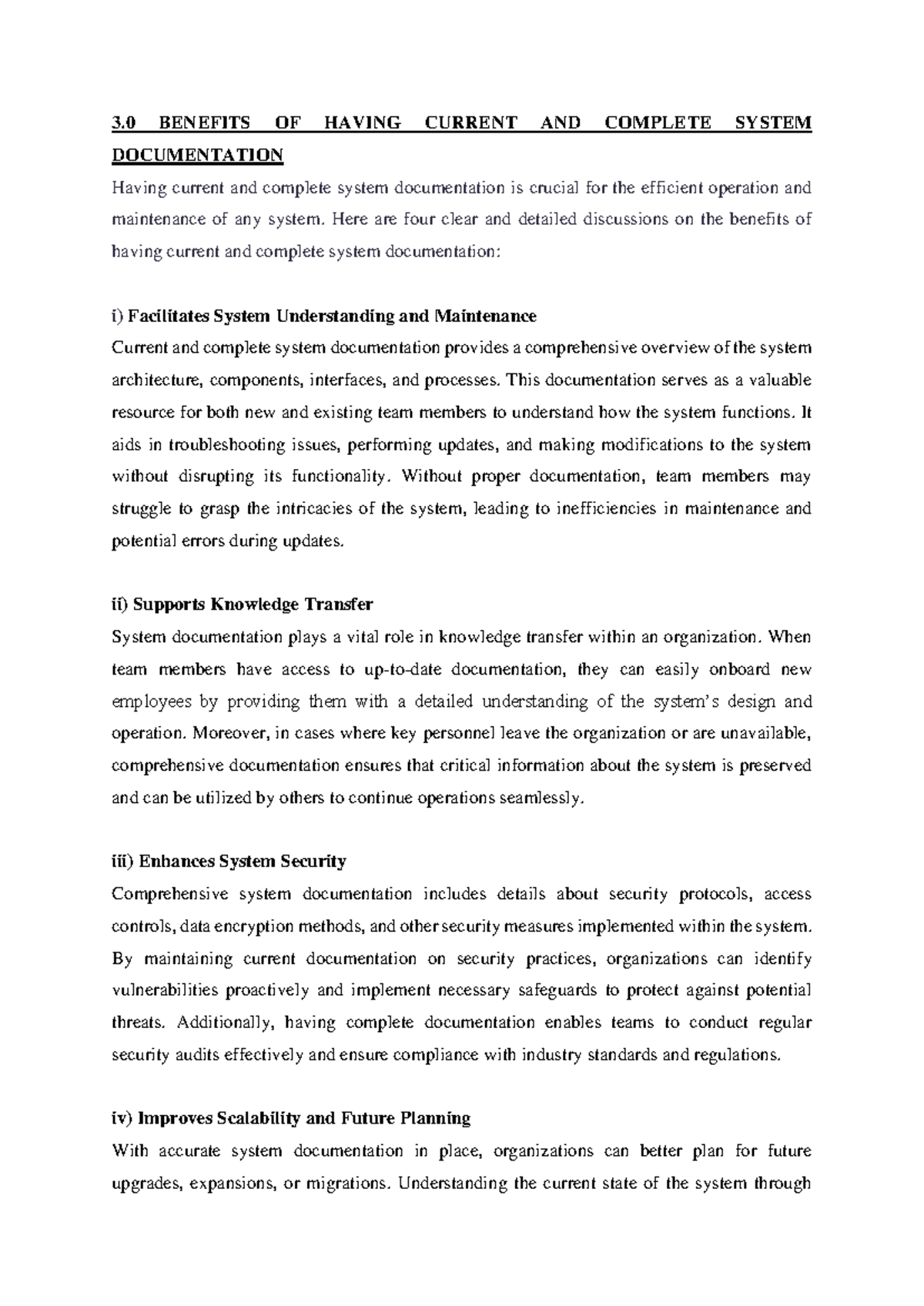 Benefits OF Having Current AND Complete System Documentation - 3 ...